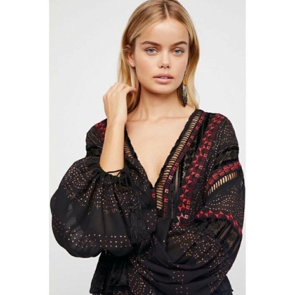 NEW FREE PEOPLE  STARRY NIGHT EMBROIDERED DRESS - Picture 2 of 4